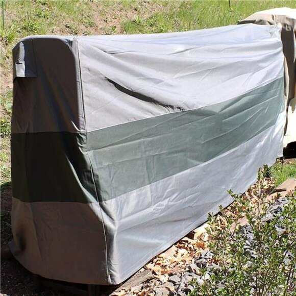 Log Rack Cover - Gray with Green Stripe - 300D Polyester - Heavy Duty 6-Foot - Picture 2 of 6